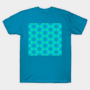 Groovy sixties geometric pattern in blue and green tones T-Shirt